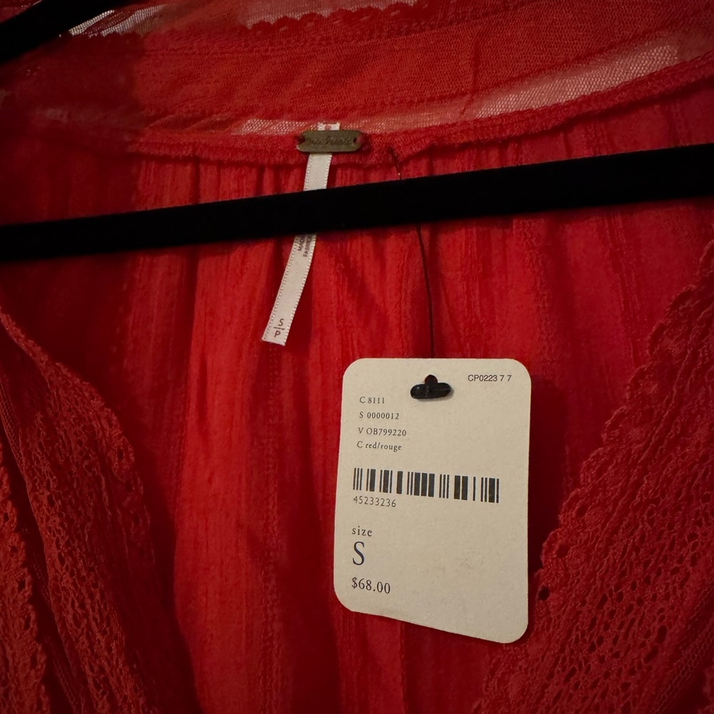 NWT Free People Red Lace Top - Picture 2 of 4